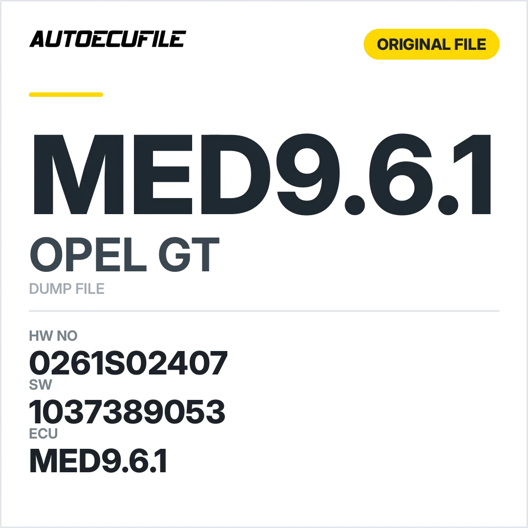 OPEL GT MED9.6.1 0261S02407 1037389053 DUMP