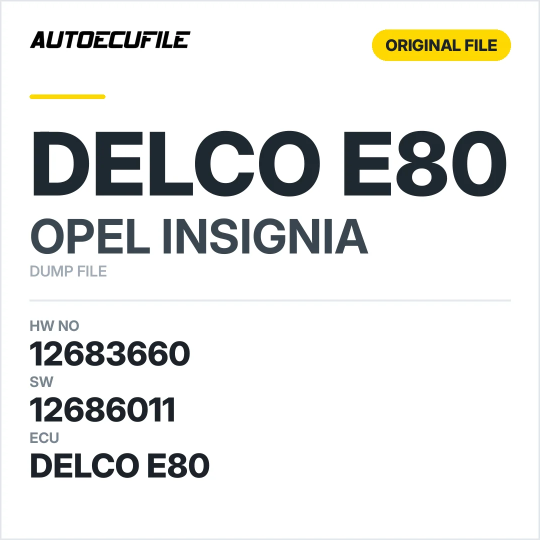 OPEL INSIGNIA DELCO E80 12683660 12666362 12686011 DUMP