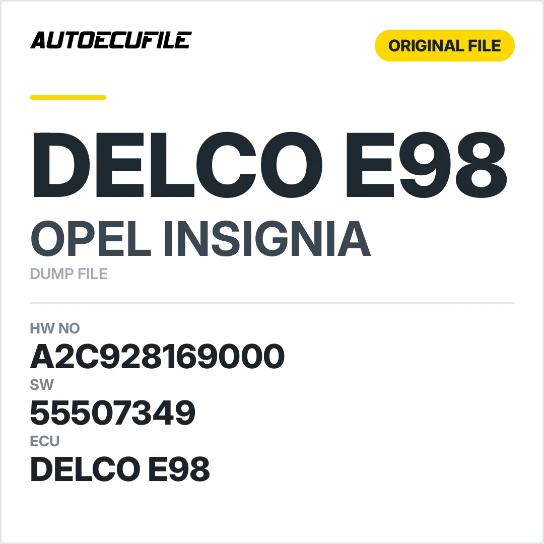 OPEL INSIGNIA DELCO E98 A2C928169000 55507349 DUMP