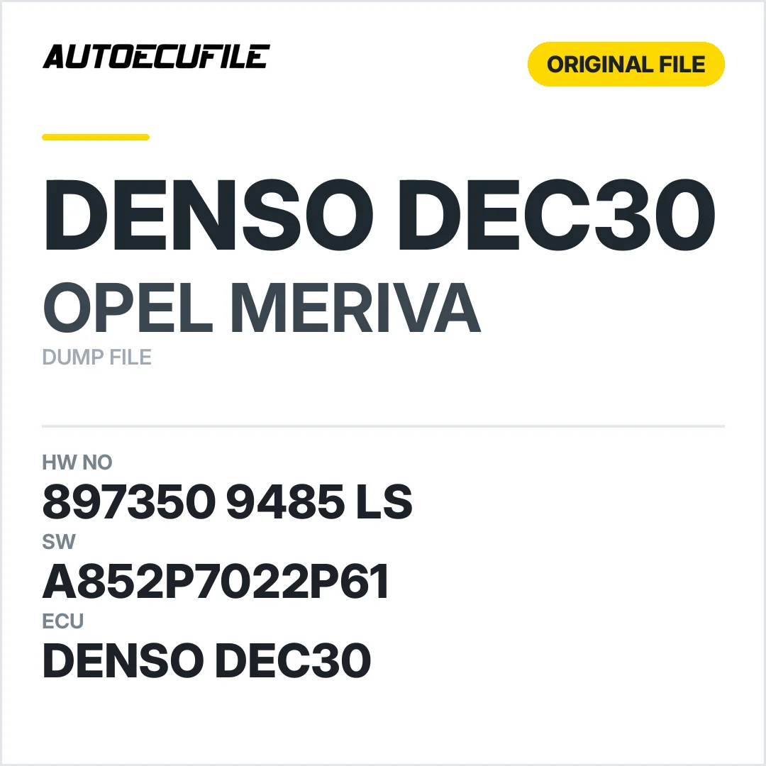 OPEL MERIVA DENSO DEC30 897350 9485 LS A852P7022P61 DUMP