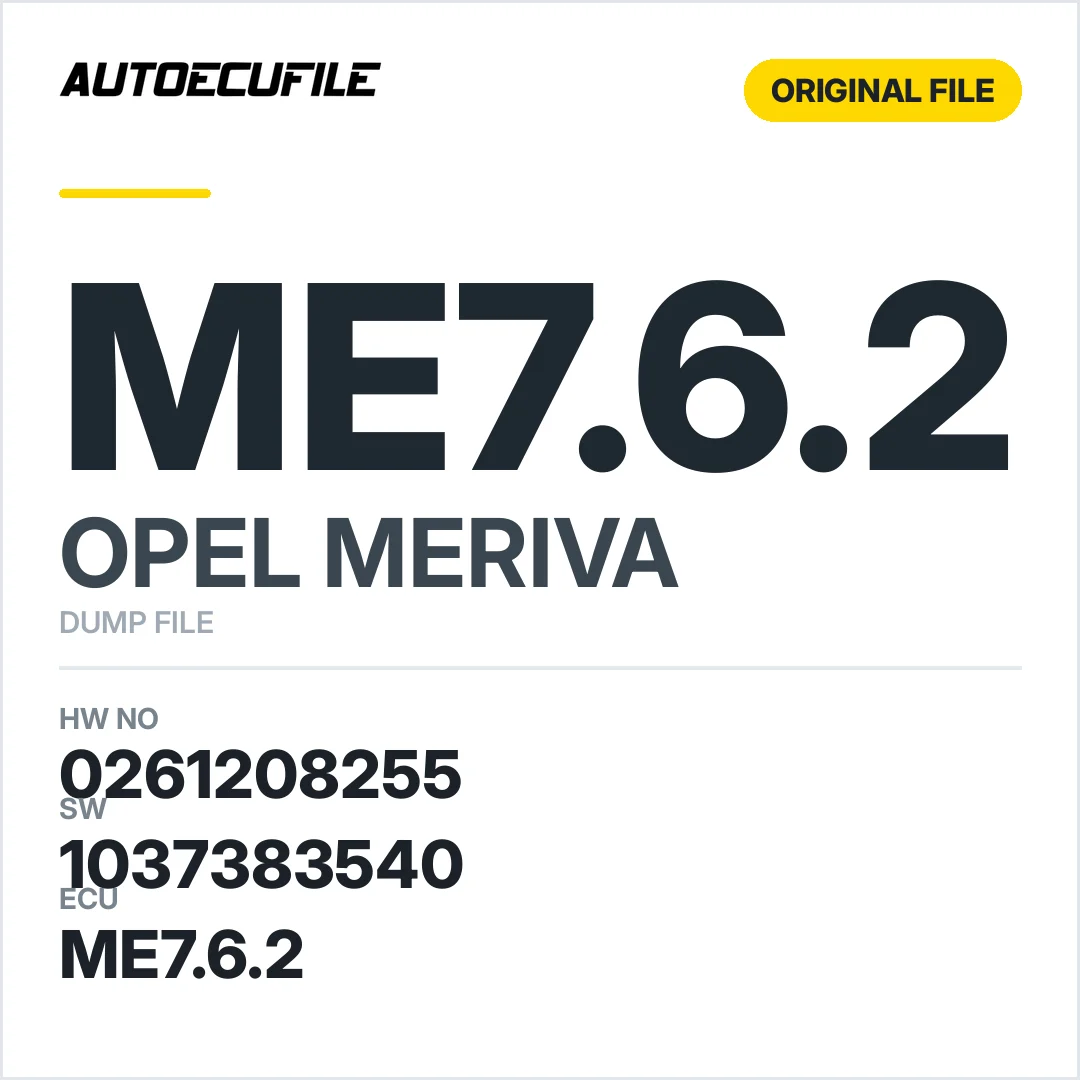OPEL MERIVA ME7.6.2 0261208255 1037383540 DUMP