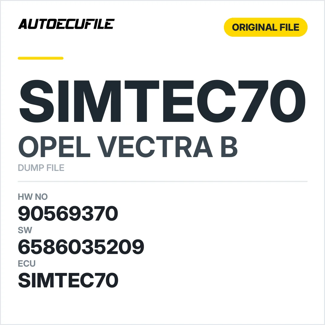 OPEL VECTRA B SIMTEC70 90569370 90560476 6586035209 DUMP