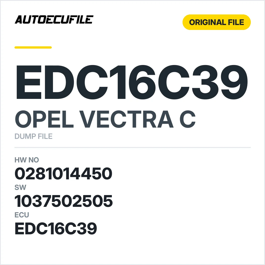OPEL VECTRA C EDC16C39 0281014450 1037502505 DUMP