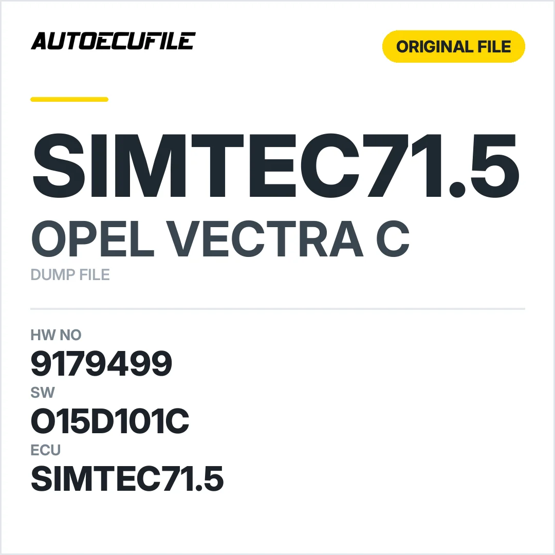 OPEL VECTRA C SIMTEC71.5 9179499 O15D101C DUMP