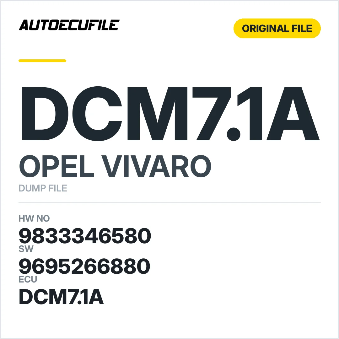 OPEL VIVARO DCM7.1A 9833346580  9695266880 DUMP