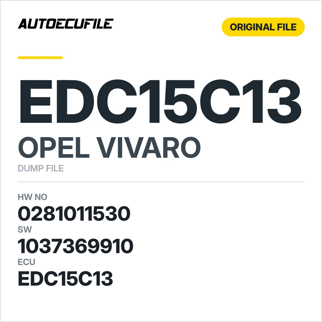 OPEL VIVARO EDC15C13 0281011530 1037369910 DUMP