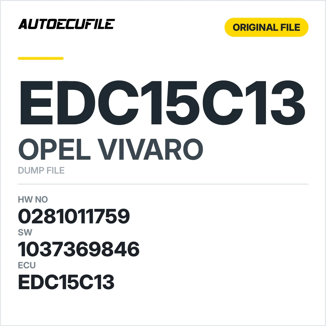 OPEL VIVARO EDC15C13 0281011759 1037369846 DUMP