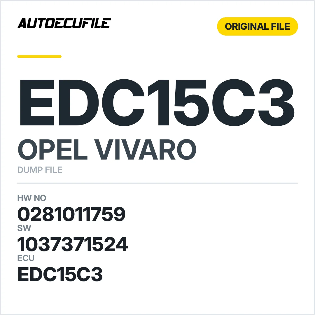 OPEL VIVARO EDC15C3 0281011759 1037371524 DUMP