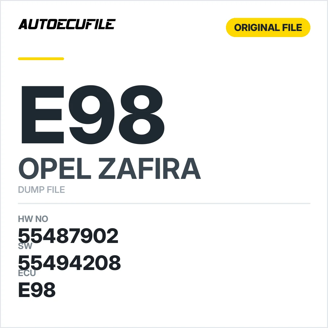 OPEL ZAFIRA DELCO E98 55487902 55494208 DUMP
