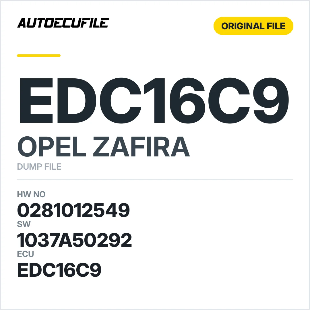 OPEL ZAFIRA EDC16C9  0281012549 1037A50292 DUMP