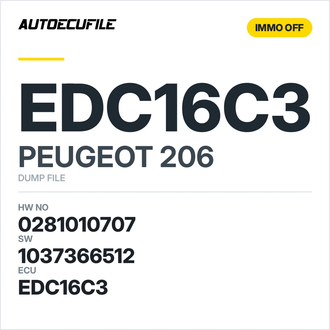 PEUGEOT  206 EDC16C3 0281010707 1037366512 IMMO OFF DUMP