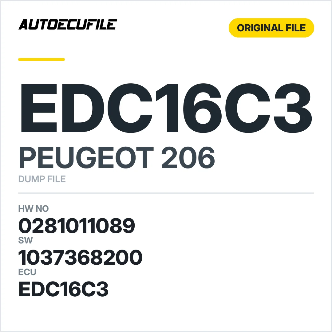 PEUGEOT 206 EDC16C3 0281011089 1037368200 DUMP