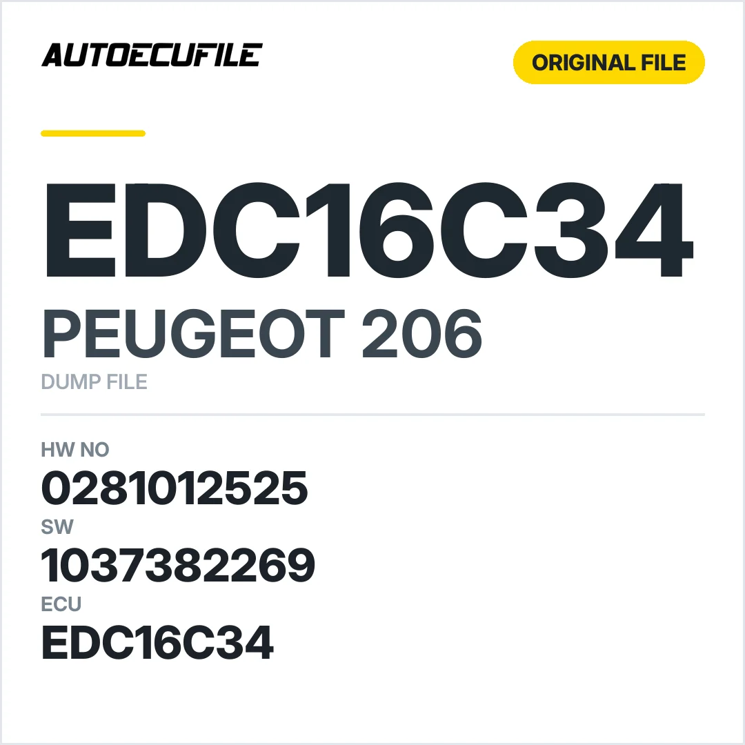 PEUGEOT 206 EDC16C34 0281012525 1037382269 DUMP