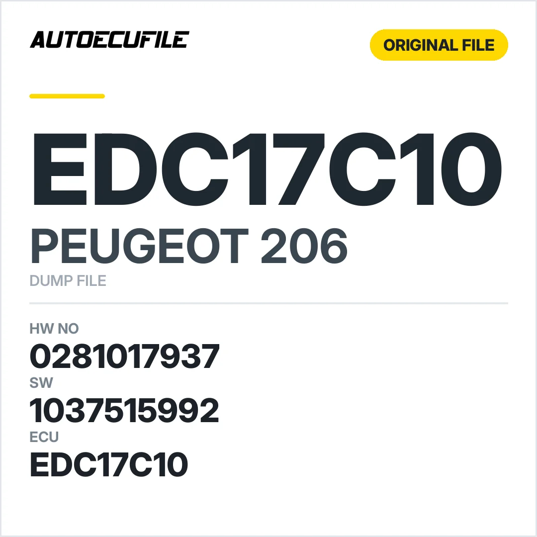 PEUGEOT 206 EDC17C10 0281017937 1037515992 DUMP