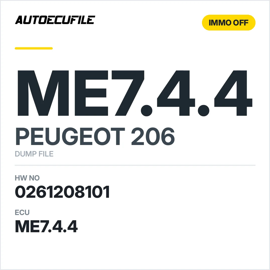 PEUGEOT 206 ME7.4.4 0261208101 IMMO OFF DUMP