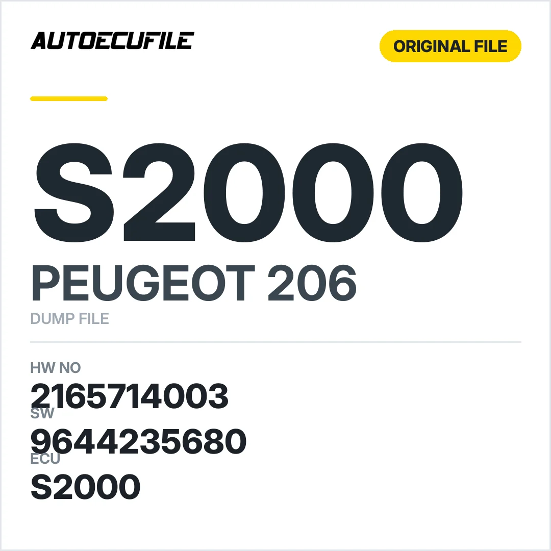 PEUGEOT 206 S2000 2165714003 9644235680 DUMP