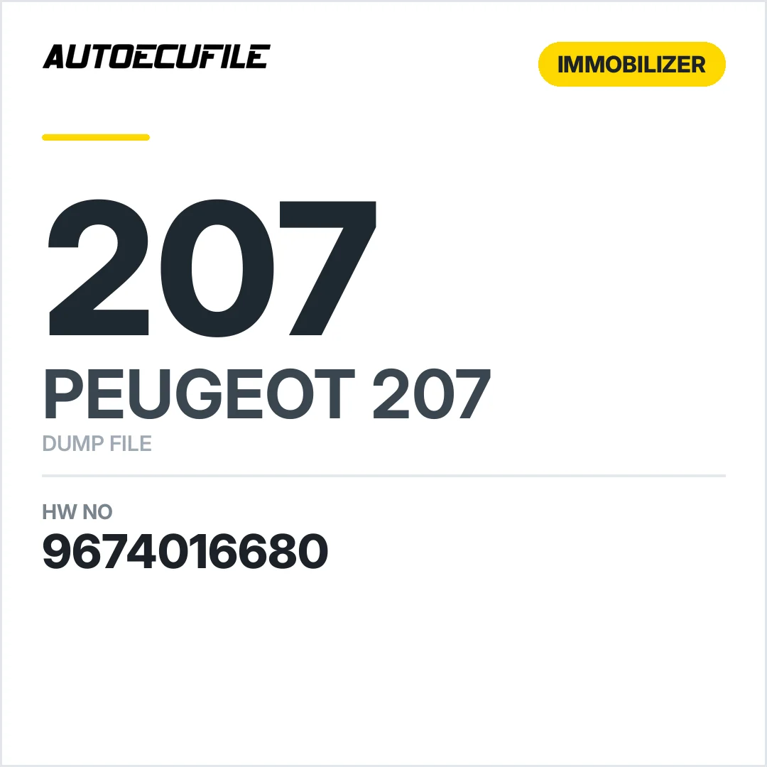 PEUGEOT 207 BSI 9674016680 X01 DUMP