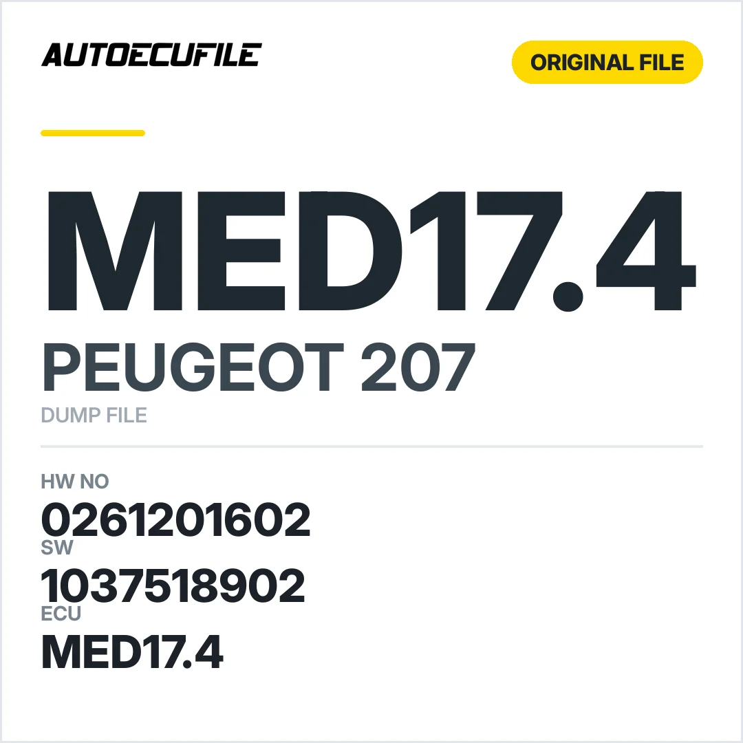 PEUGEOT 207 MED17.4 0261201602 1037518902 DUMP