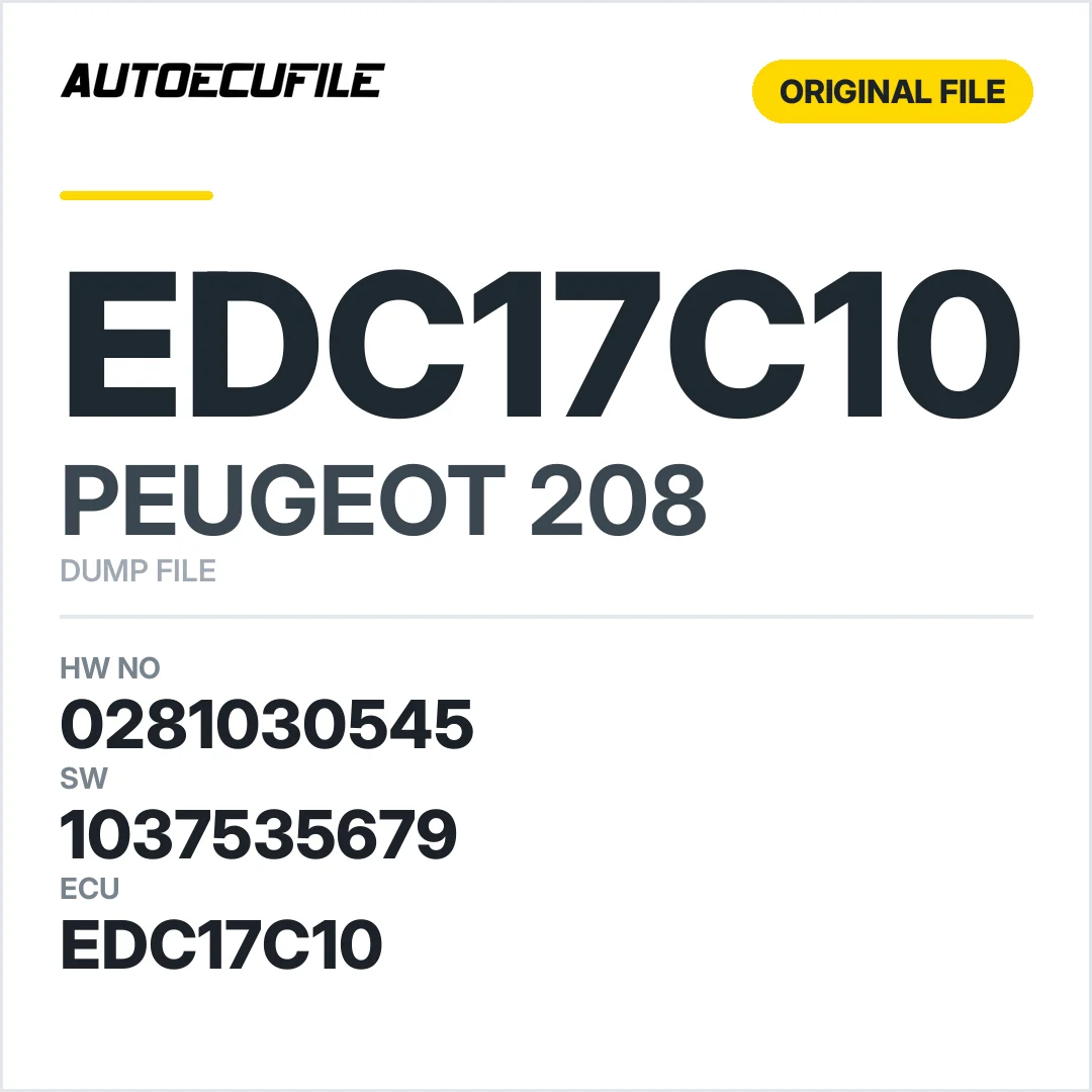 PEUGEOT 208 EDC17C10  0281030545 1037535679 DUMP