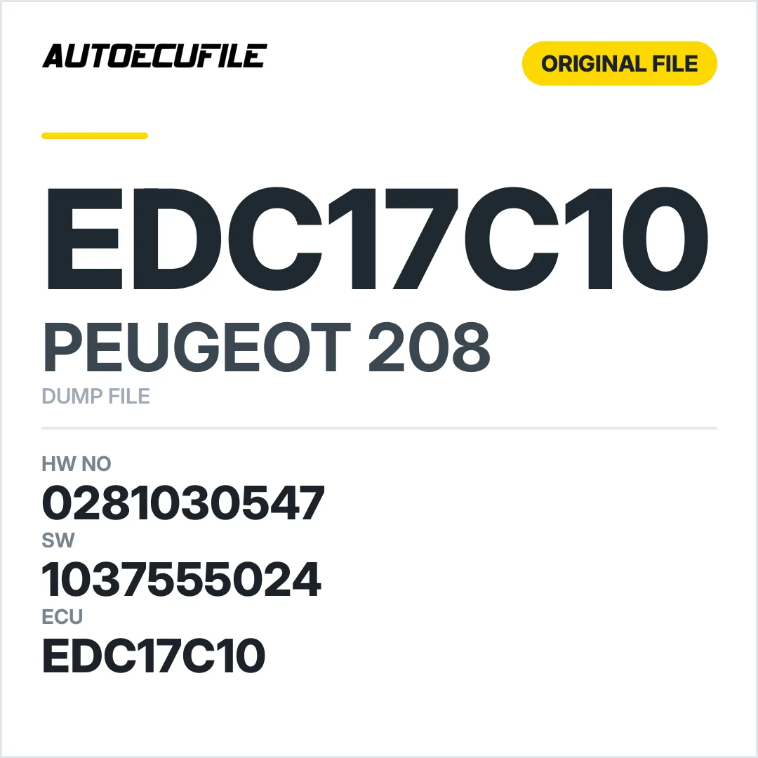 PEUGEOT 208 EDC17C10 0281030547 1037555024 DUMP