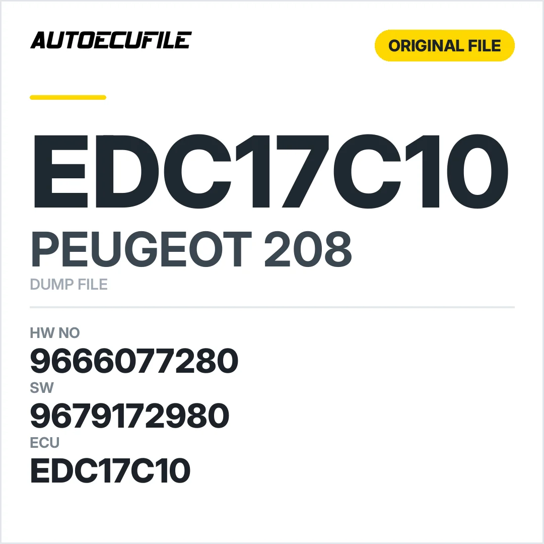 PEUGEOT 208 EDC17C10 9666077280 9679172980 DUMP