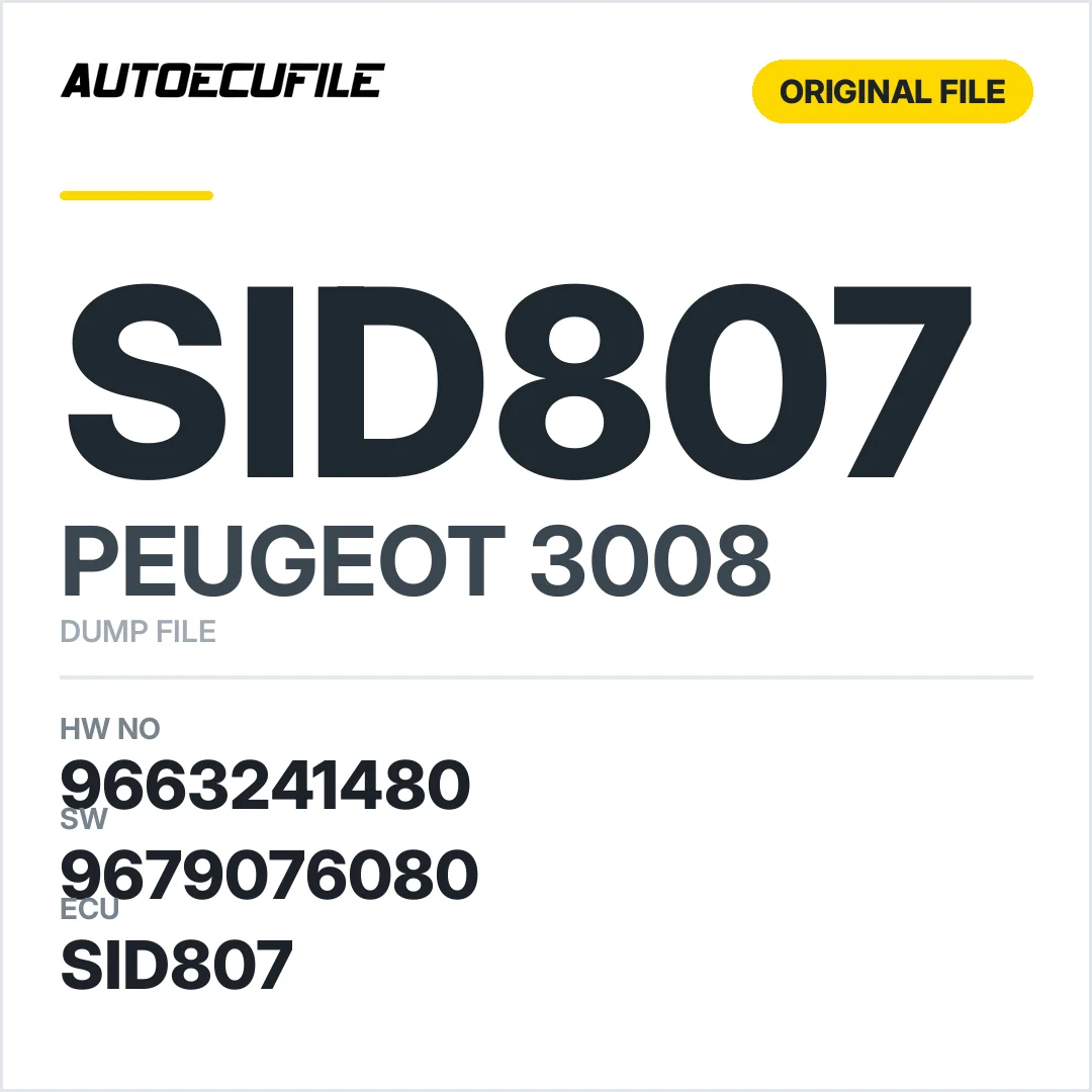 PEUGEOT 3008 SID807 9663241480 9679076080 DUMP