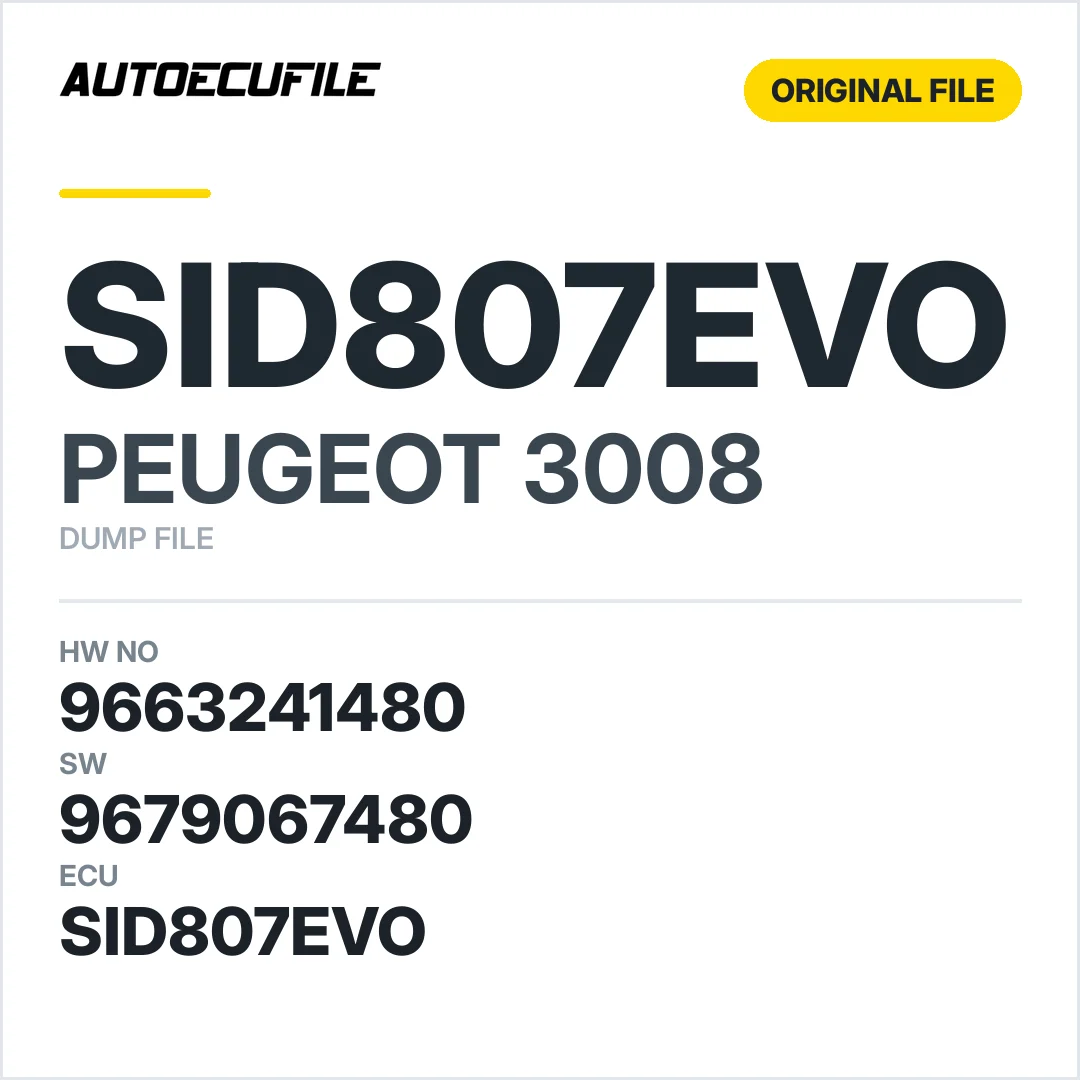 PEUGEOT 3008 SID807EVO 9663241480 9679067480 DUMP