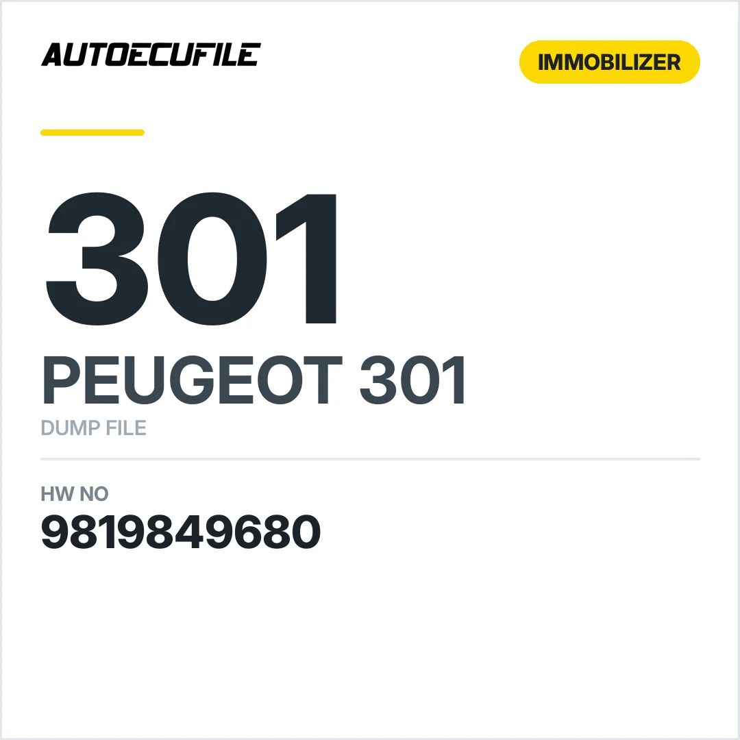 PEUGEOT 301 BSI 9819849680  N02 DUMP