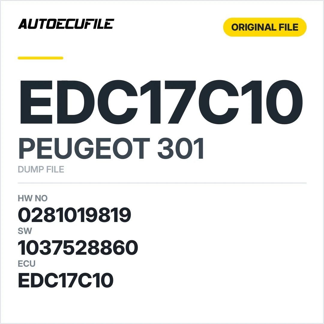 PEUGEOT 301 EDC17C10 0281019819 1037528860 DUMP