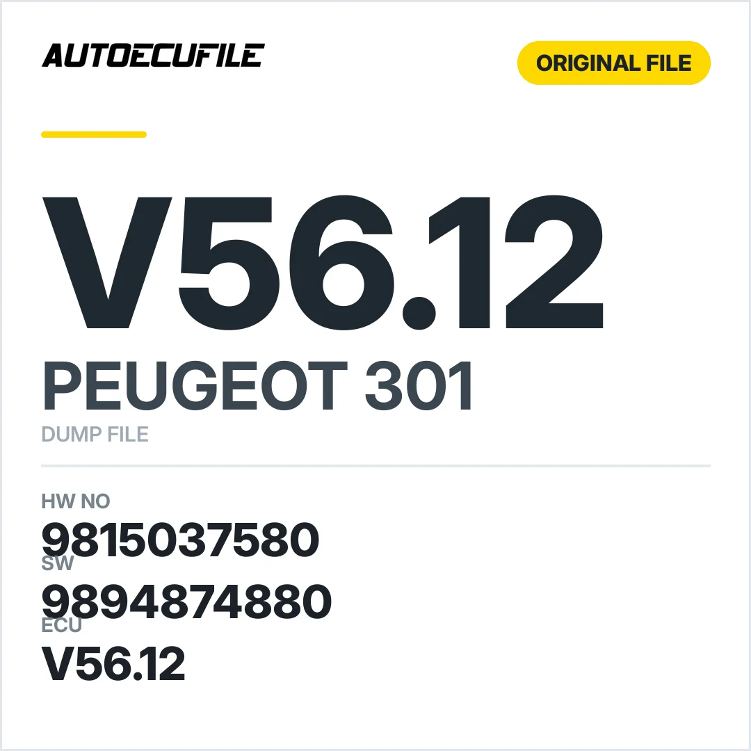 PEUGEOT 301 V56.12 9815037580 9694874880 9894874880 DUMP