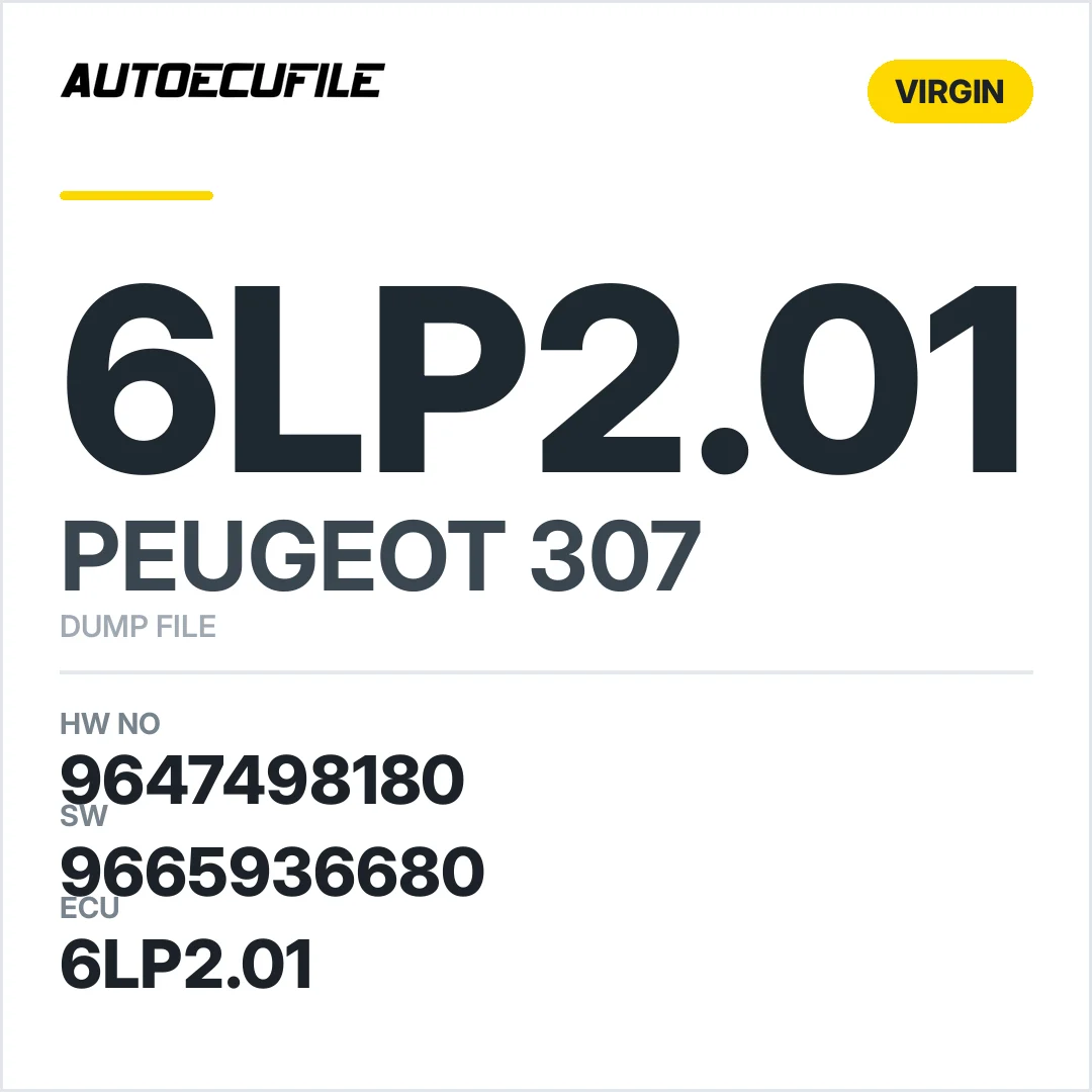 PEUGEOT 307 6LP2.01 9647498180 9665936680 DUMP