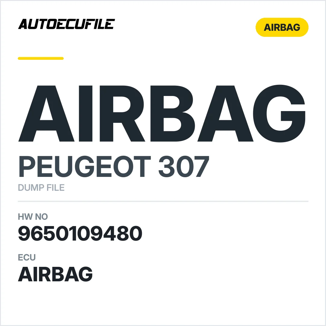 PEUGEOT 307 AIRBAG 9650109480 DUMP