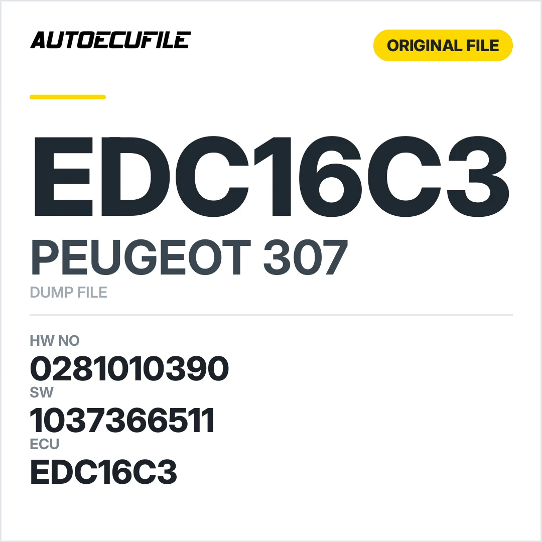 PEUGEOT 307 EDC16C3 0281010390 1037366511 DUMP