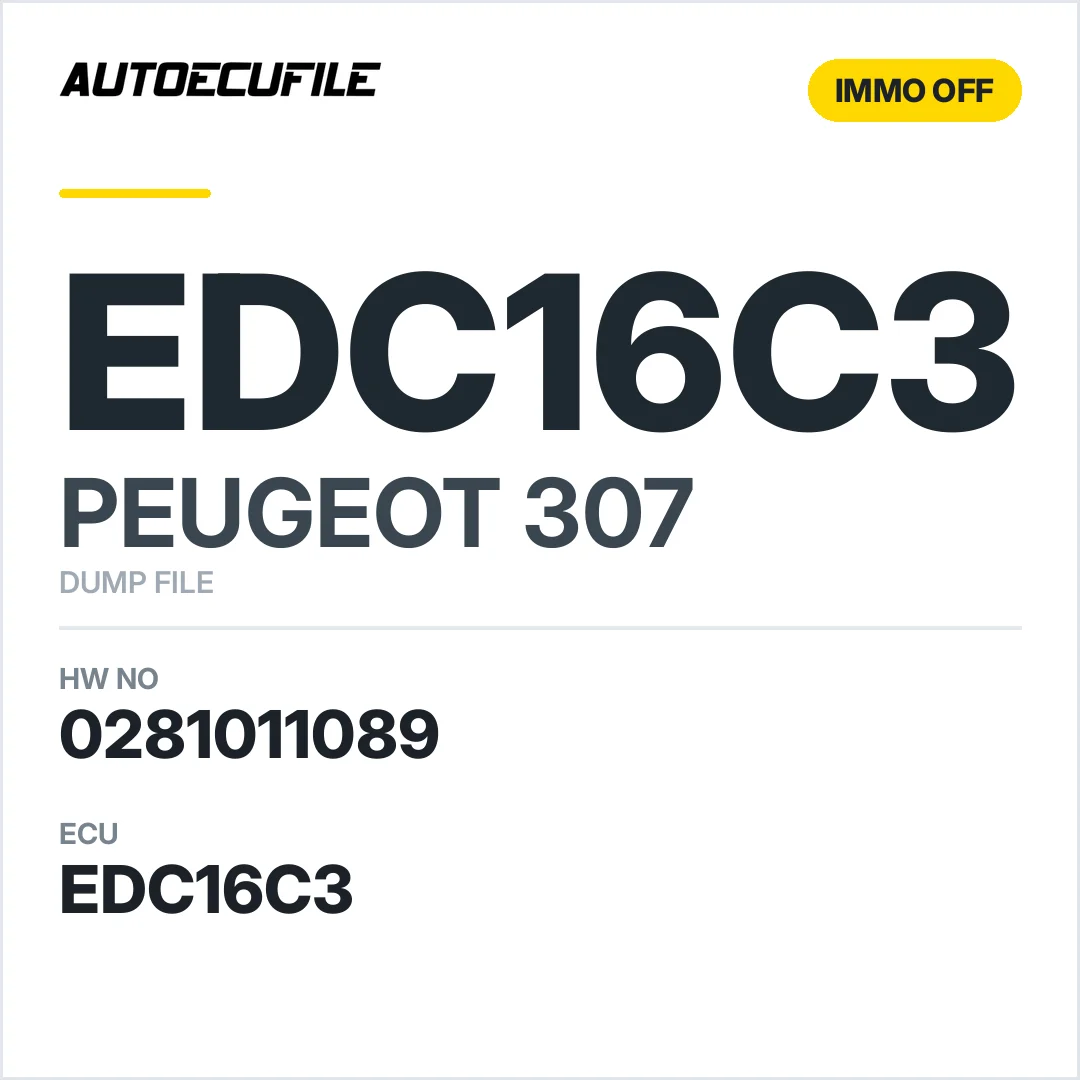 PEUGEOT 307 EDC16C3 0281011089 IMMO OFF DUMP