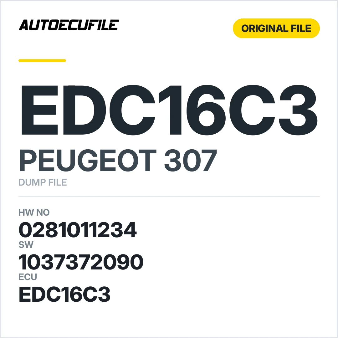 PEUGEOT 307 EDC16C3 0281011234 1037372090 DUMP