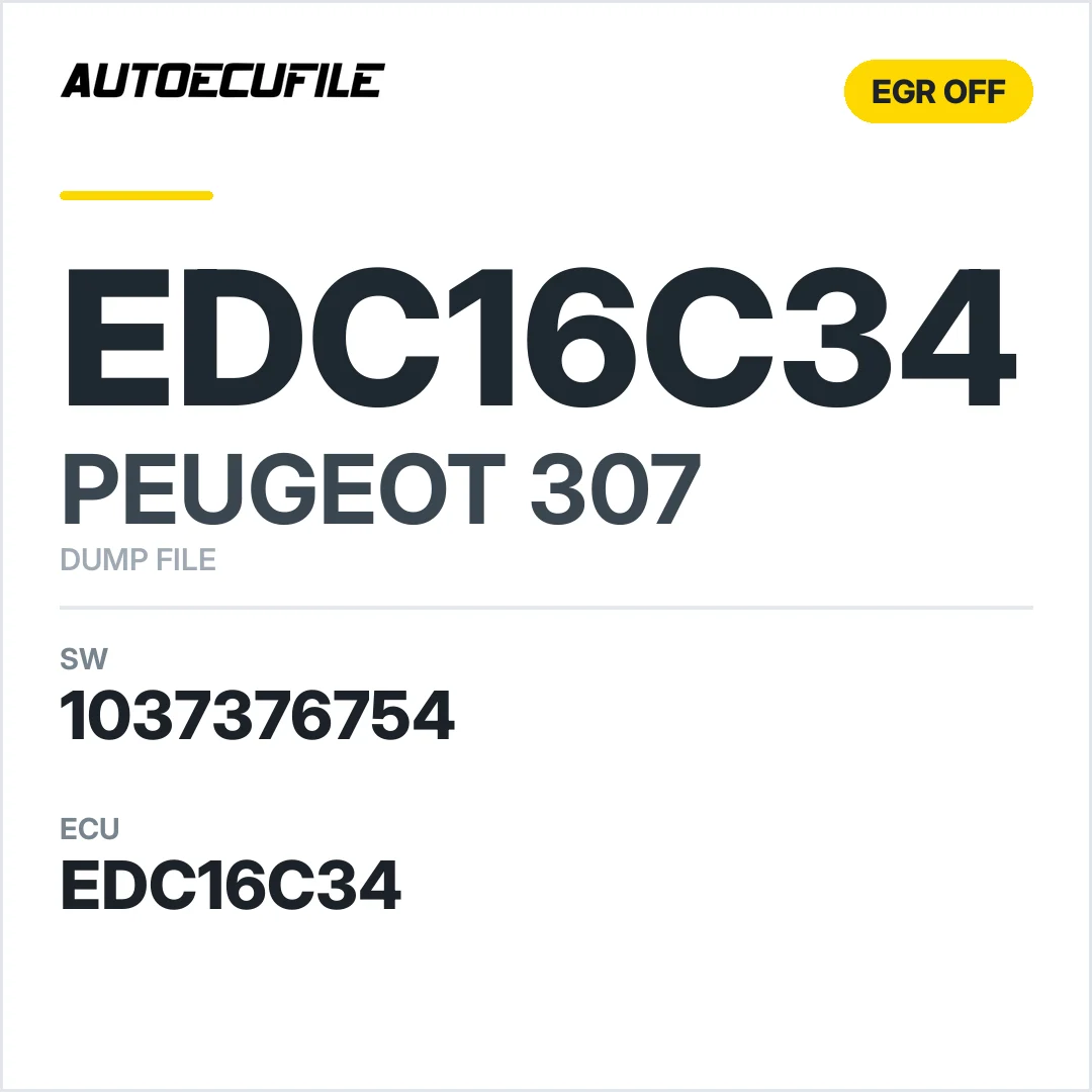 PEUGEOT 307 EDC16C34 1037376754 EGR DTC OFF DUMP