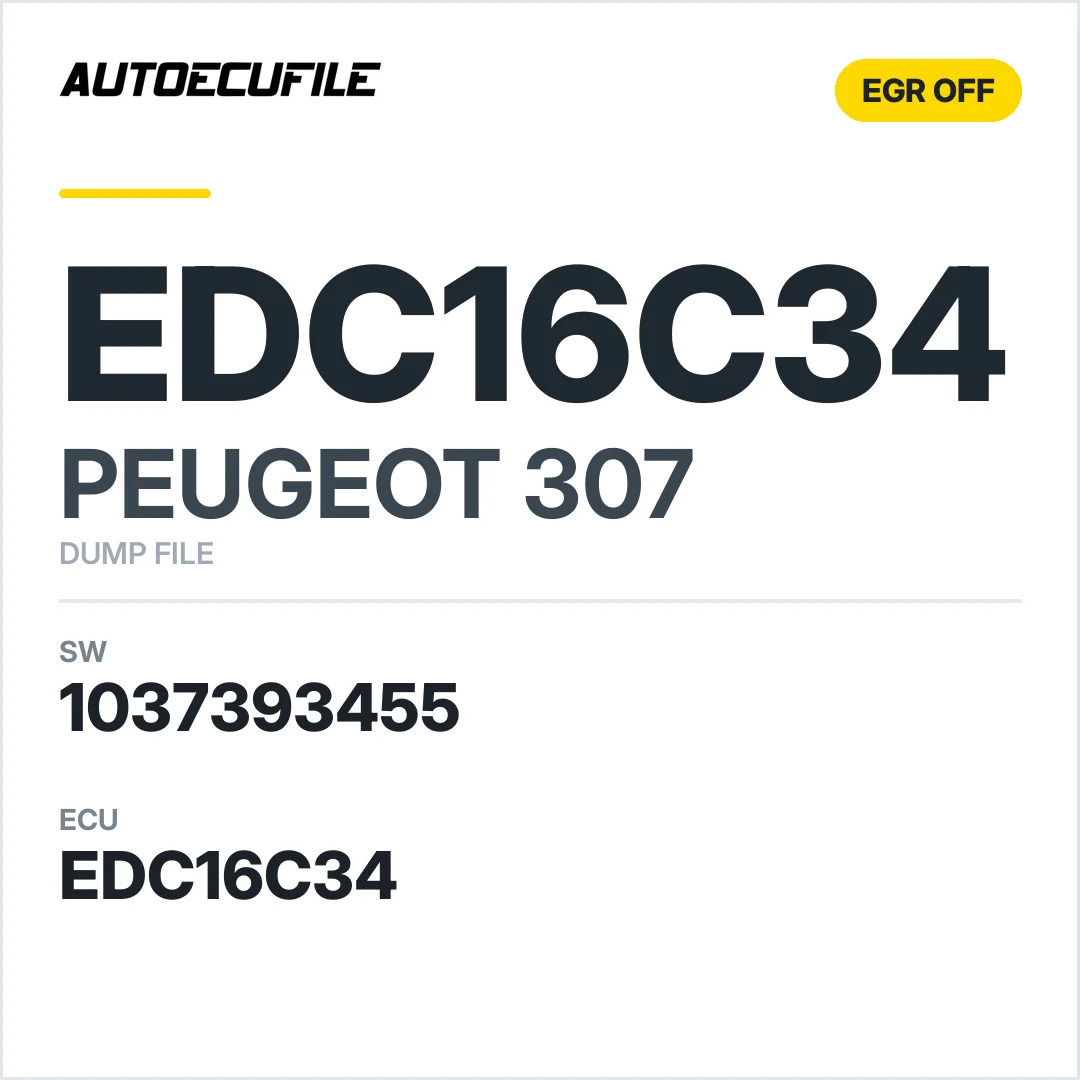 PEUGEOT 307 EDC16C34 1037393455 EGR ESP OFF DUMP
