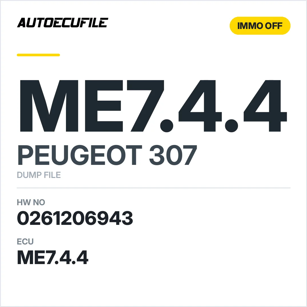 PEUGEOT 307 ME7.4.4 0261206943 IMMO OFF DUMP