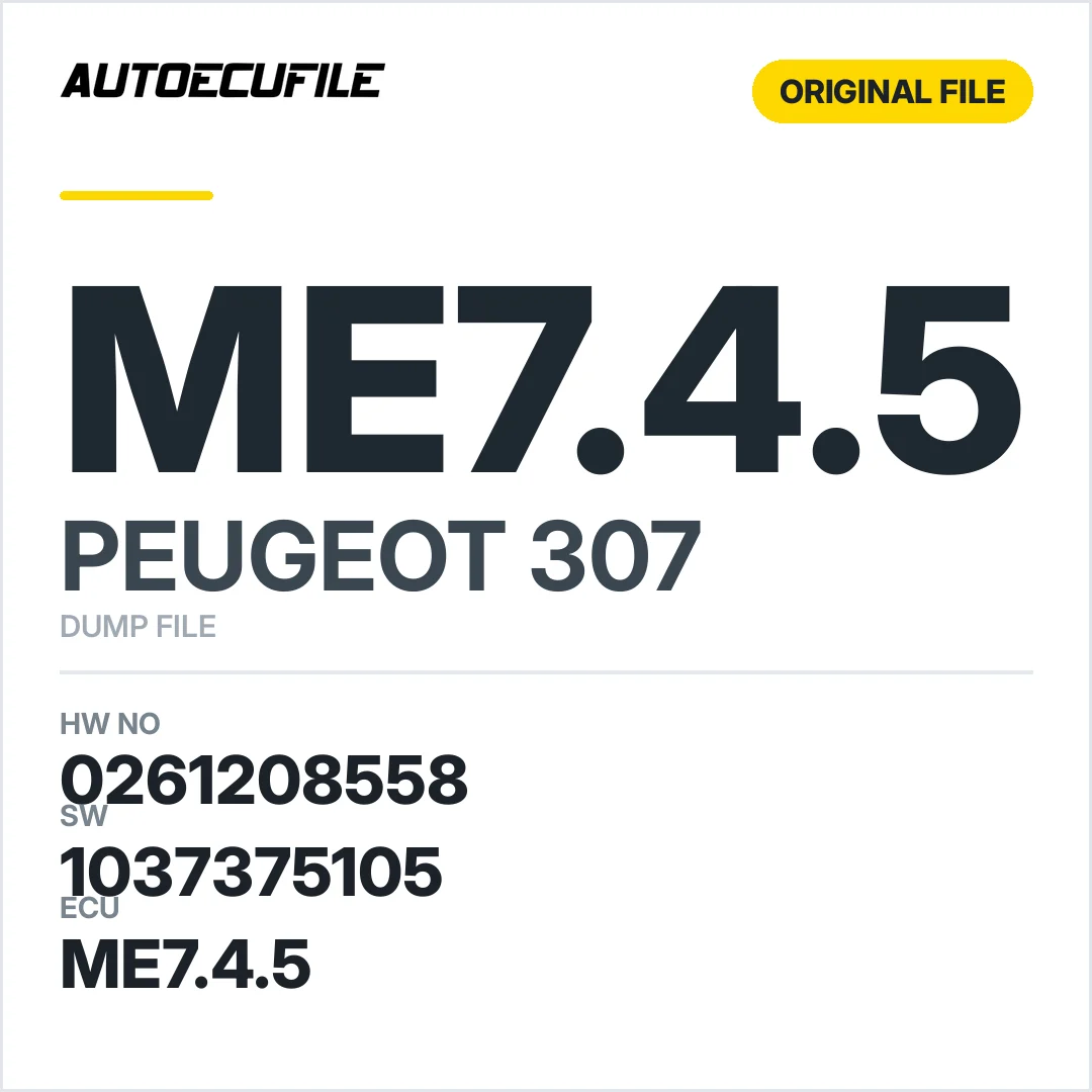 PEUGEOT 307 ME7.4.5 0261208558 1037375105 DUMP