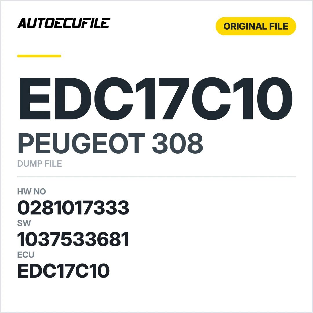 PEUGEOT 308 EDC17C10 0281017333 1037533681 DUMP