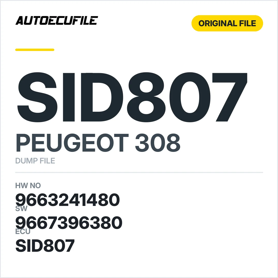 PEUGEOT 308 SID807 9663241480 9667396380 DUMP