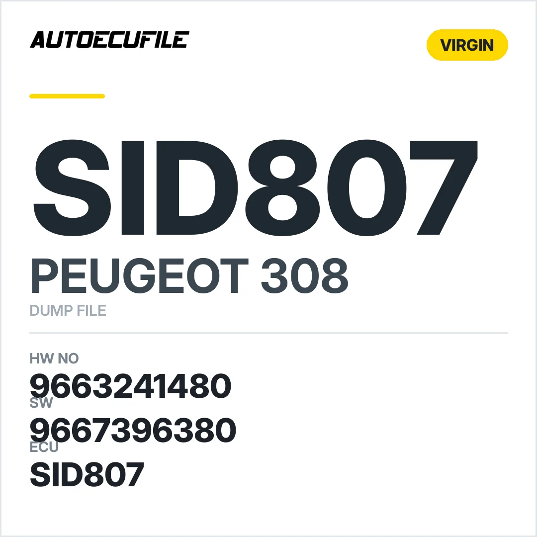 PEUGEOT 308 SID807 9663241480 9667396380 VIRGIN DUMP