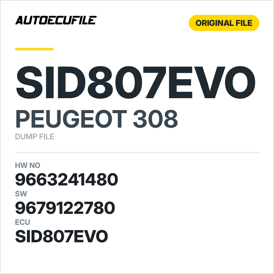 PEUGEOT 308 SID807EVO 9663241480 9679122780 DUMP