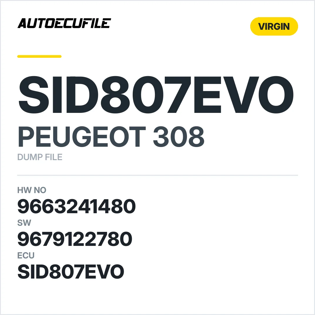 PEUGEOT 308 SID807EVO 9663241480 9679122780 VIRGIN DUMP