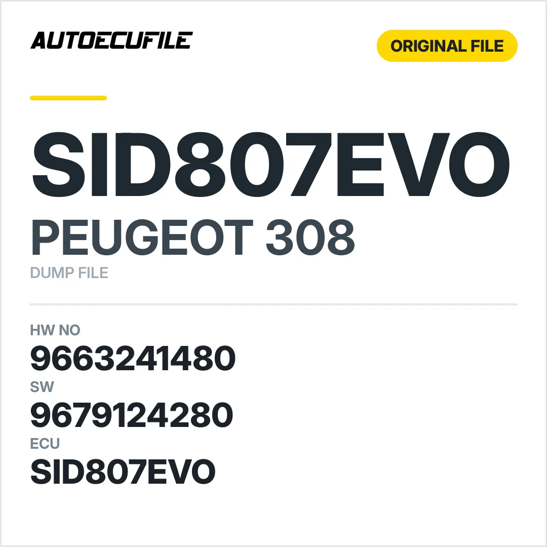 PEUGEOT 308 SID807EVO 9663241480 9679124280 DUMP