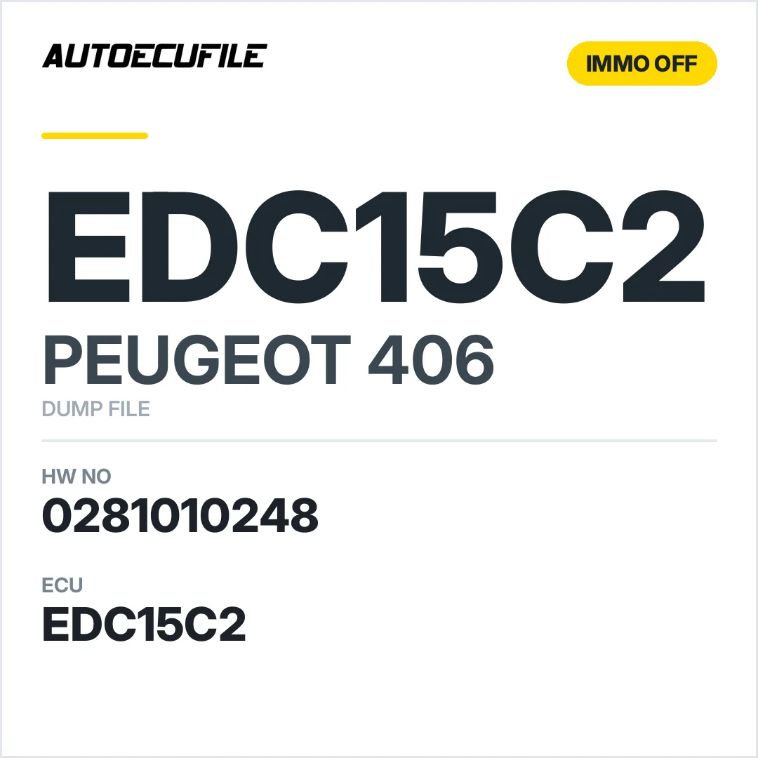 PEUGEOT 406 EDC15C2 0281010248 IMMO OFF DUMP