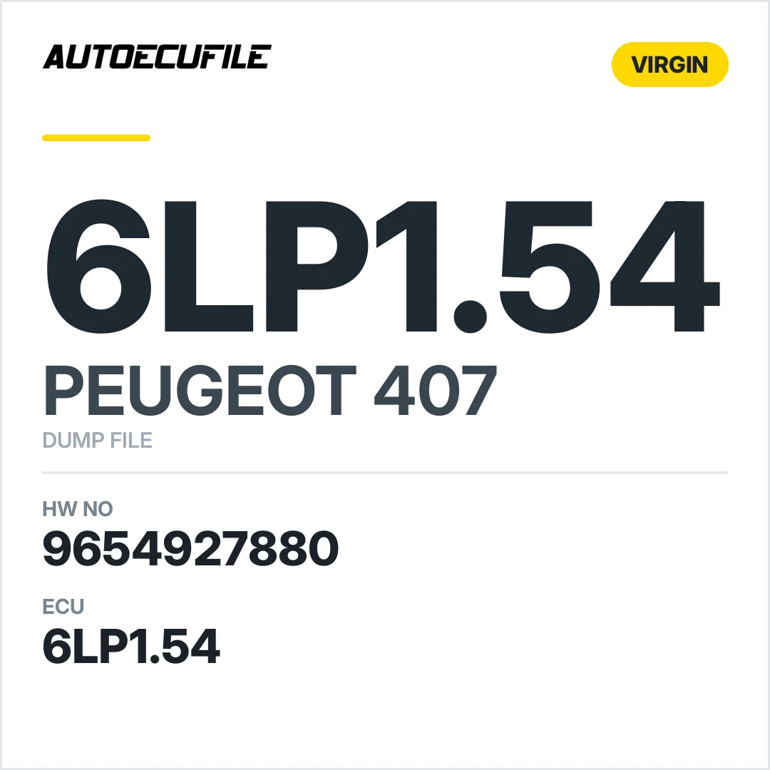 PEUGEOT 407 6LP1.54 9654927880 VIRGIN DUMP