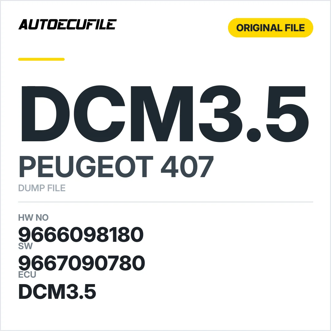 PEUGEOT 407 DCM3.5 9666098180 9667090780 DUMP