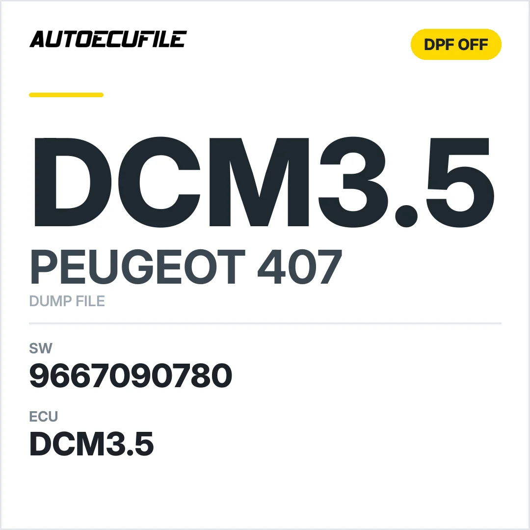 PEUGEOT 407 DCM3.5 9667090780 DPF EGR OFF DUMP