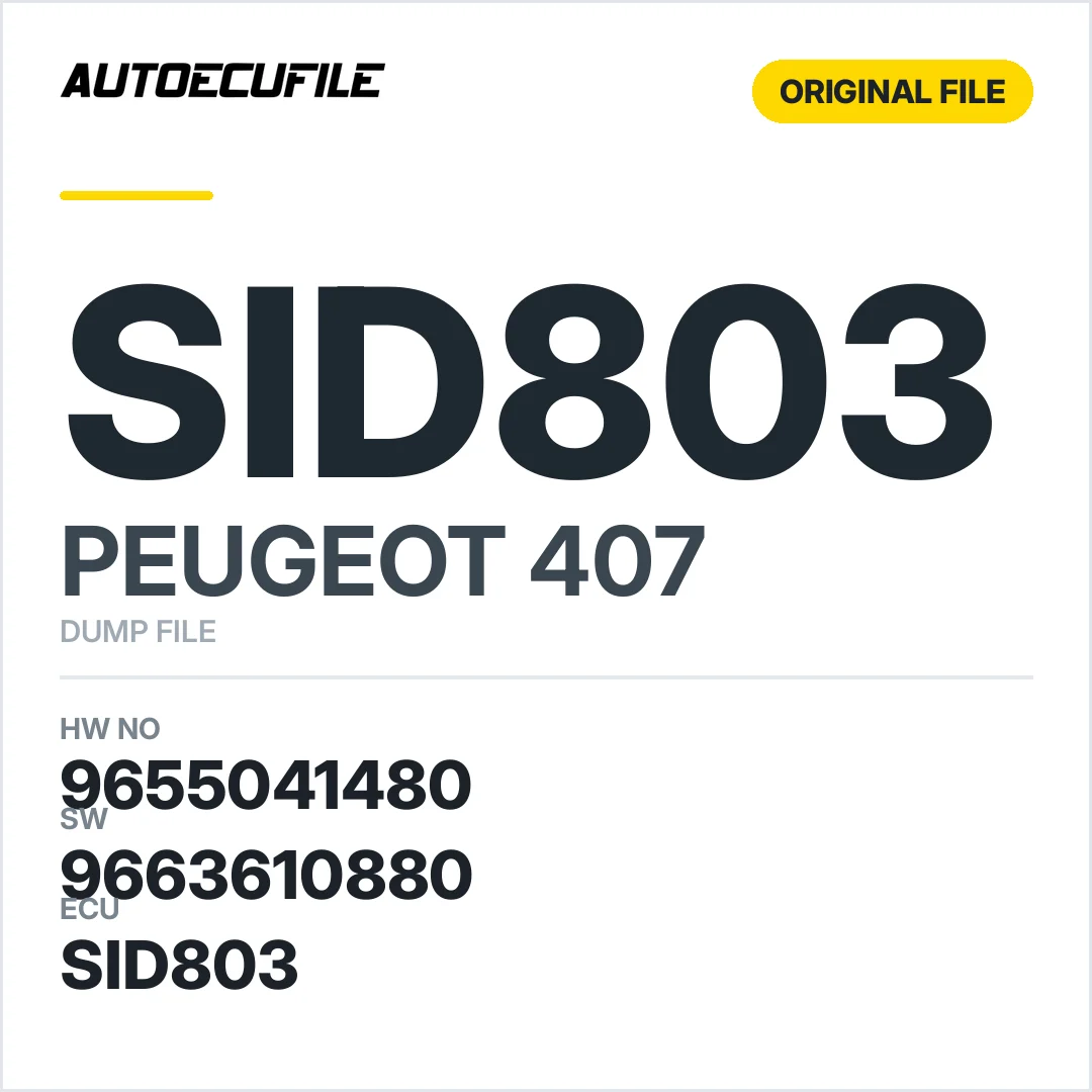 PEUGEOT 407 SID803 9655041480 9663610880 DUMP